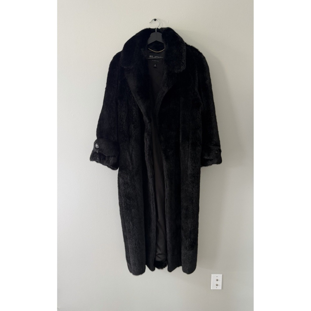 Vintage St. John Coat Collection by Marie Gray Womens 8 Faux Fur Long Italy